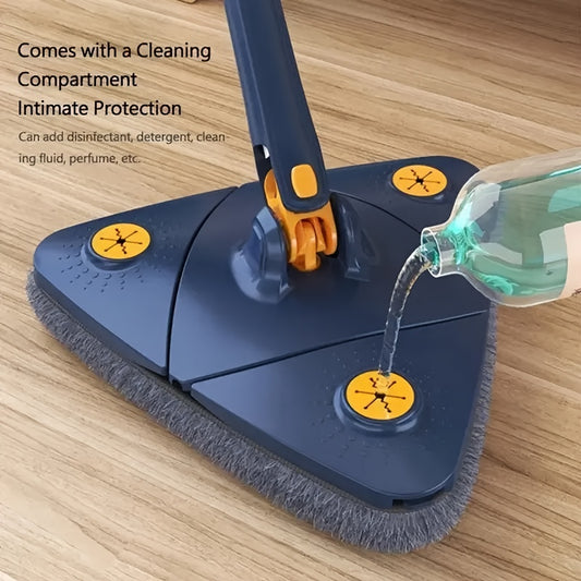 Mop Triunghiular Rotativ 360° cu Mâner Lung – Curățare Umedă și Uscată