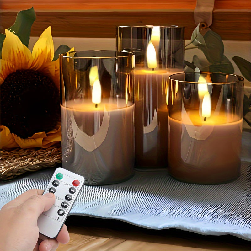 3pcs Flameless Candles with Remote Timer