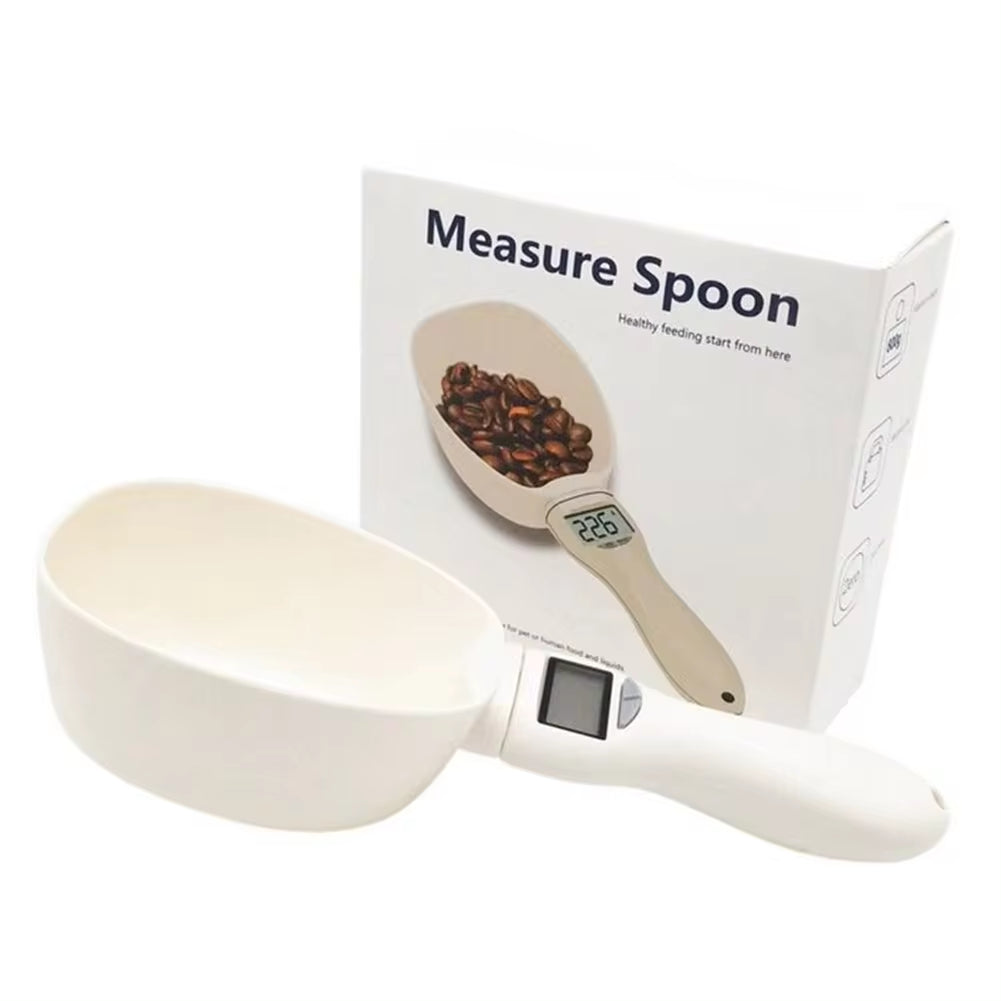 Digital Pet Food Scale with Measuring Spoon for Dogs and Cats - Electronic Weighing Tool with Volume Display