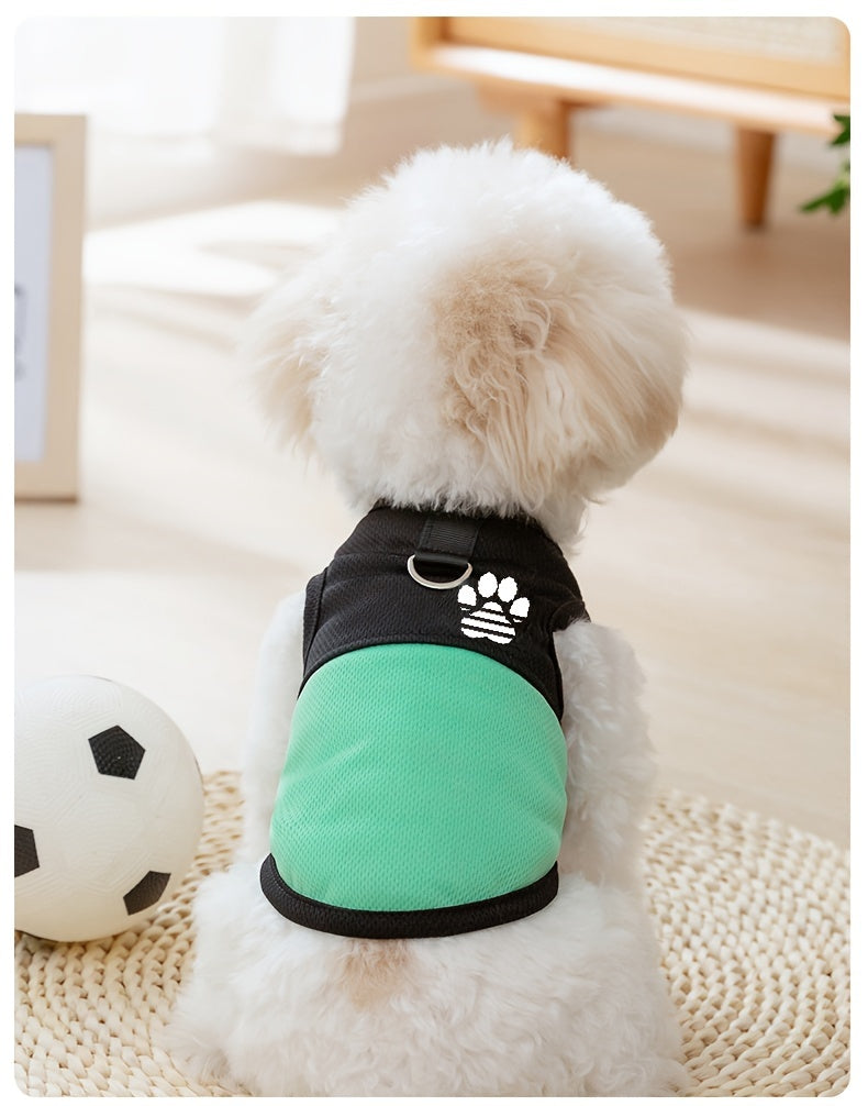 Breathable Mesh Dog Vest with Paw Print