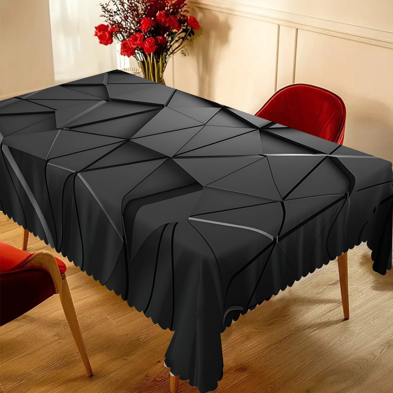 Față de Masă Neagră Modernă cu Design Geometric 3D