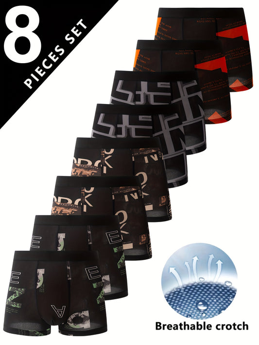 8-Pack Men's Boxer Briefs, Color Block Print