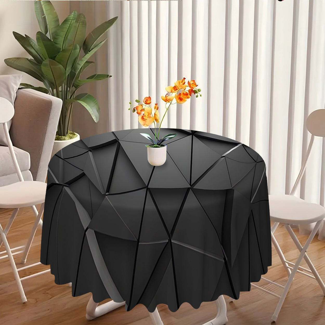 Față de Masă Neagră Modernă cu Design Geometric 3D