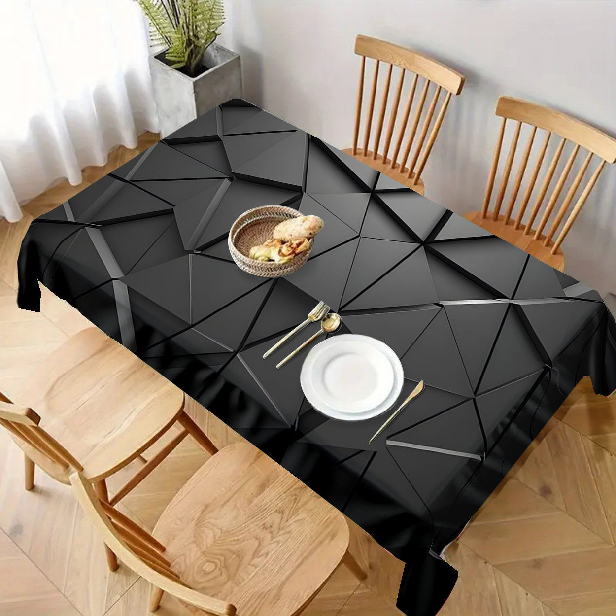 Față de Masă Neagră Modernă cu Design Geometric 3D