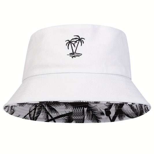 Men'S Reversible Bucket Hat with Tree Embroidery