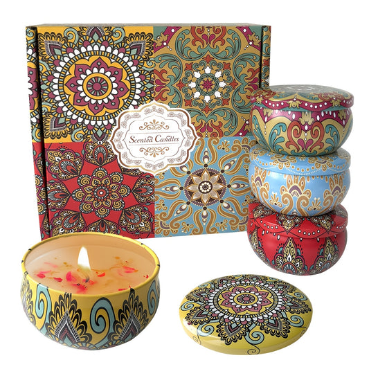 4pcs Scented Candle Set - Jasmine, Sandalwood, Rose & More