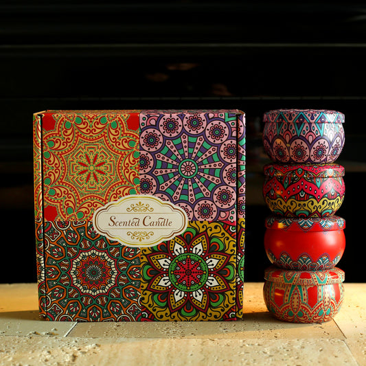1pc Or 4pcs Bohemian Mandala Style Scented Candles